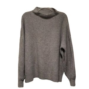 Rachael Zoe Gray Crochet Knit Long Sleeve Sweater XL